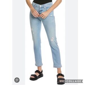 7 For All Mankind Josefina Skinny Boyfriend Distressed Jeans Light Wash Size 29